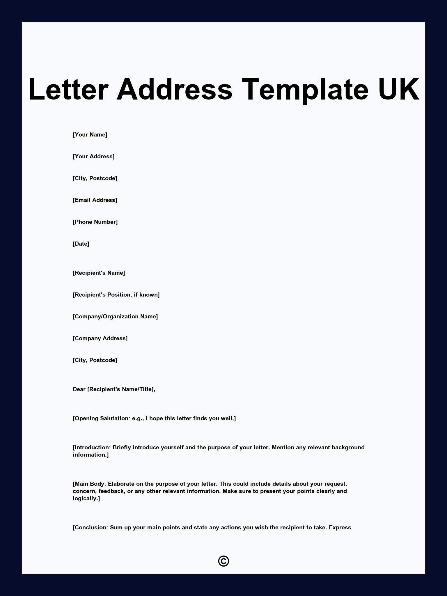Letter Address Template UK