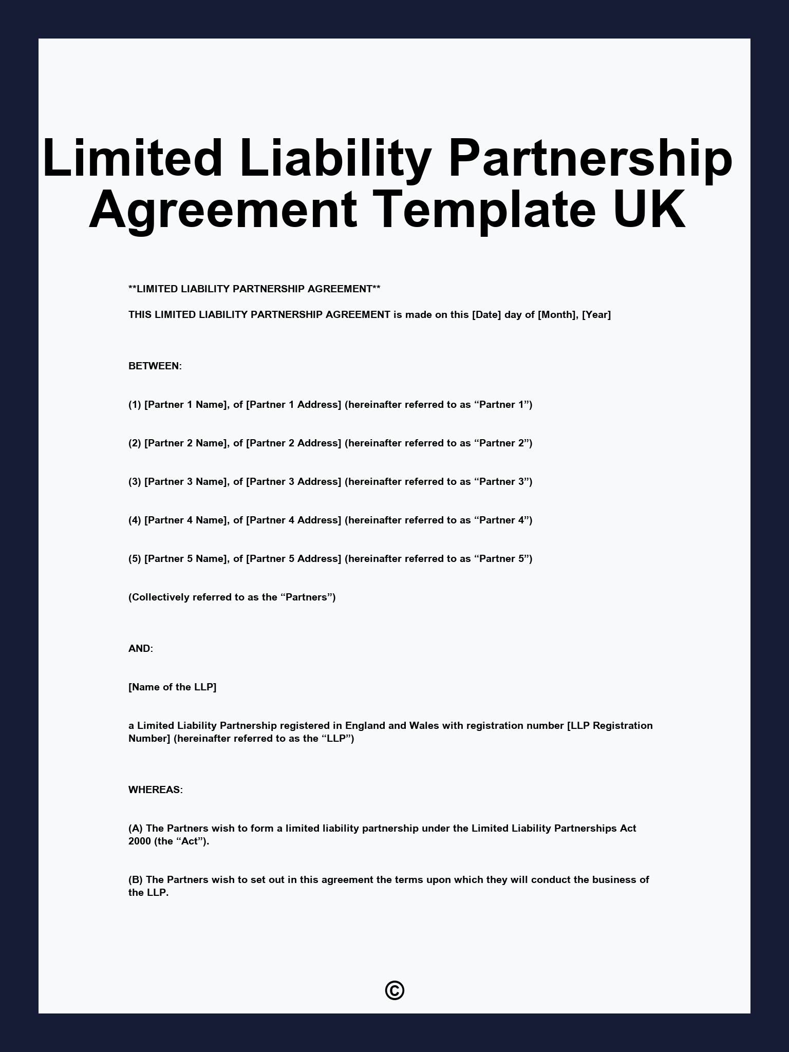 Limited Liability Partnership Agreement Template UK