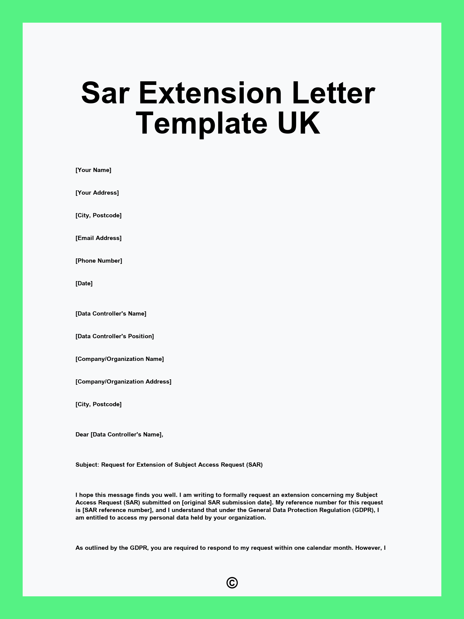 Sar Extension Letter Template UK